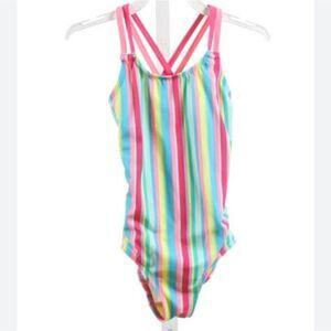 land's End multicolor striped one piece swimsuit.